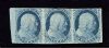 Image #1 of auction lot #1089: (9) strip of three used with light cancel creases affecting left two s...