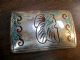 Image #4 of auction lot #1097: Two apparently turquoise and silver inserts hand crafted belt buckles ...