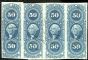 Image #1 of auction lot #1237: (R59a) imperf strip of four used 5mm cut between 1st and 2nd stamps fr...