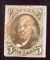 Image #1 of auction lot #1106: (1) 5¢ Franklin, 1847 issue. Four full margins, used with a red grid c...