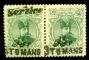 Image #1 of auction lot #1335: (O28) pair one stamp missing Service portion of overprint signed by ...