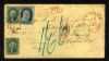 Image #1 of auction lot #496: (24, 32 X2) 1¢ and 10¢ 1861 issued franked on a trans-Atlantic cover t...