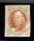 Image #1 of auction lot #1122: (1) 5¢ 1847 red brown issue. Used with a red grid cancel. Four complet...