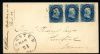 Image #1 of auction lot #479: United States cover having a strip of Scott #63 canceled on March 21, ...