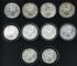 Image #1 of auction lot #1028: Ten uncirculated American Silver Eagles 1 oz. .999 in plastic capsules...